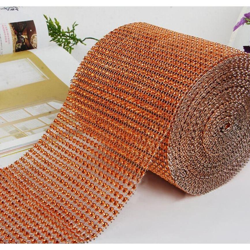 New 1yard Colorful Plastic Diamond Rhinestone Mesh Ribbon Roll Sparking Wedding Ornament 24 Rows Decorative(910L) - Image 23