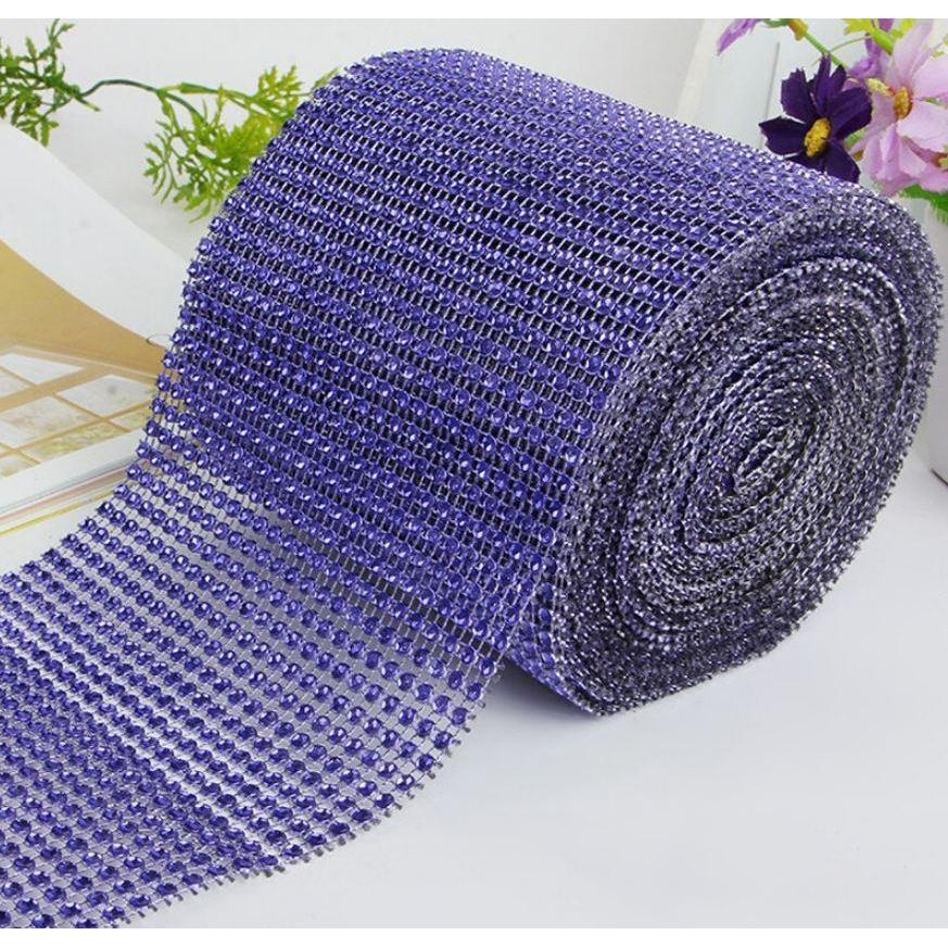 New 1yard Colorful Plastic Diamond Rhinestone Mesh Ribbon Roll Sparking Wedding Ornament 24 Rows Decorative(910L) - Image 25