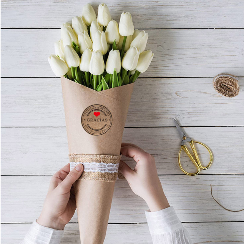 500pcs Round Labels Kraft Paper Thank You Sticker Dragees Candy Bag Flower Gift Box Cake Boxes 牛皮纸圆形贴纸(2433L) - Image 4