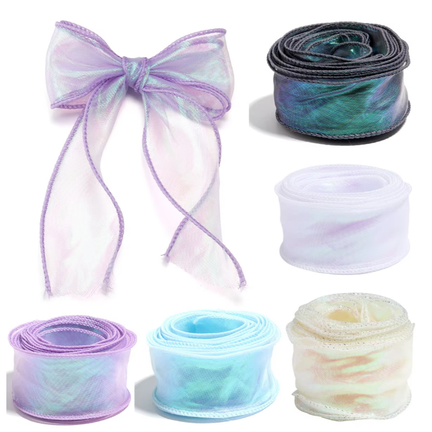 4cm 1yard Fancy Fishtail Ribbon DIY Headpiece Hair Bow Flower Wrap Bouquet wave yarn gift wrap 鱼尾纱 (1885L) - Image 9