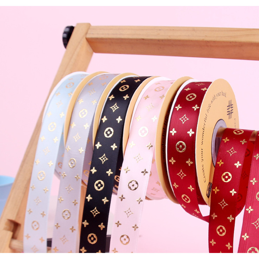 2.5cm 1yard LV Ribbons Gifts Box Packaging For Christmas Birthday Event Party Decoration Cake Flower Bowknot(1890L) - Image 9