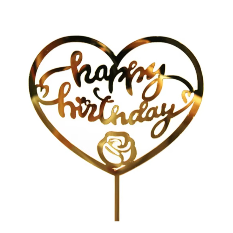 Bear Shape & Diamond, Heart Acrylic Mirror Cake Cards Cakes Flags Dessert 蛋糕装饰插牌 (197L) - Image 8