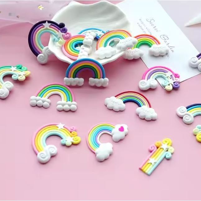Mini Cute Rainbow/beauty girl taking balloon Cake Topper Unicorn Birthday Party Supplies Gift Rainbow Cake Topper(1251L) - Image 3