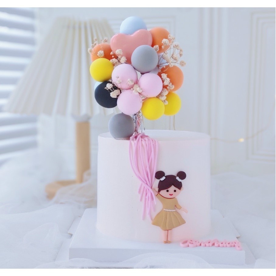 Mini Cute Rainbow/beauty girl taking balloon Cake Topper Unicorn Birthday Party Supplies Gift Rainbow Cake Topper(1251L) - Image 4