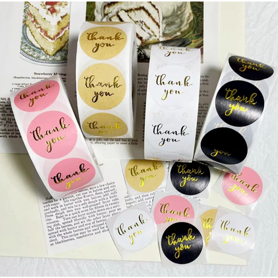 50~500pcs 1inch Rose Gold Thank You Stickers For Envelope Sealing Labels Stationery Supplies Handmade 玫瑰金箔感谢贴纸 (2439L) - Image 7