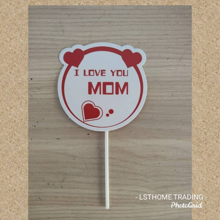 1pc Cake Topper Pink Heart Flower Decoration Happy Mother`s Day Cake Toppers For Birthday Gift Cupcake 母亲节我爱妈妈插牌(2018L) - Image 6