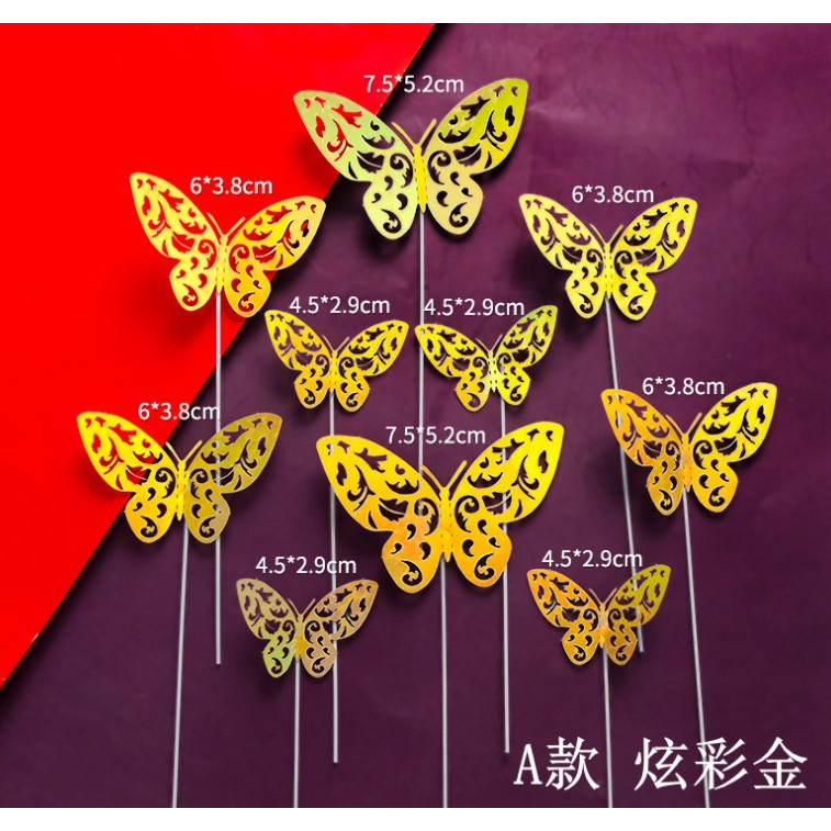 1set Wall Stickers 3D Hollow Rosegold Butterfly Decorative Sticker for Home Living Room Bedroom Kids Room双面蝴蝶(2558L) - Image 18