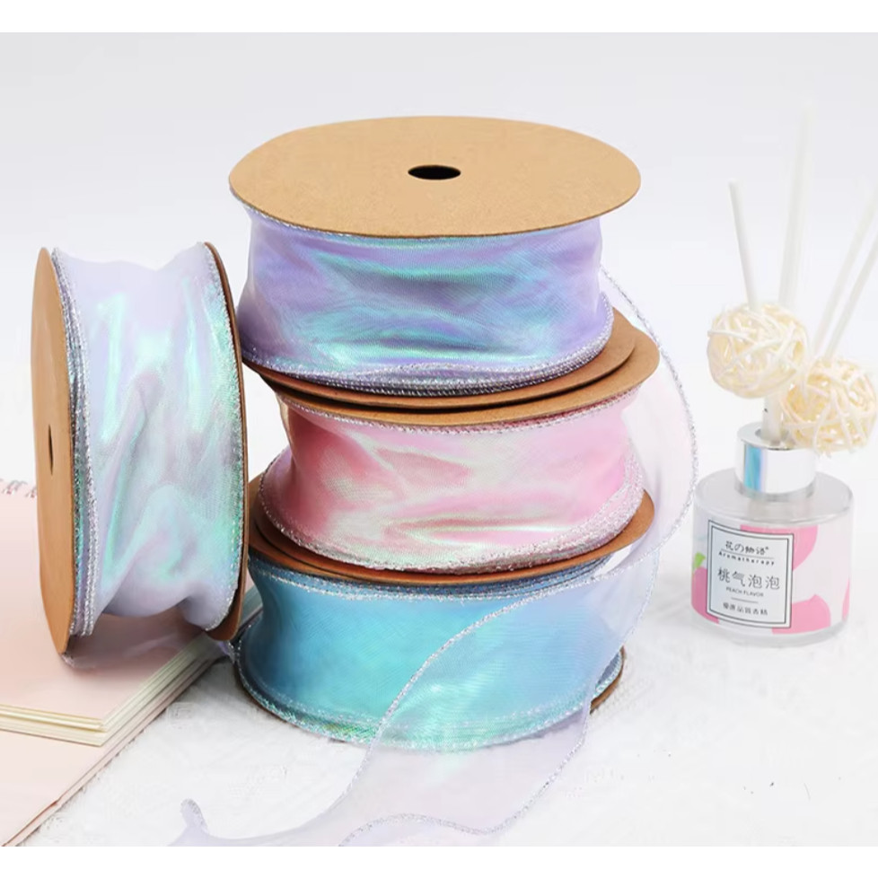 4cm 1yard Fancy Fishtail Ribbon DIY Headpiece Hair Bow Flower Wrap Bouquet wave yarn gift wrap 鱼尾纱 (1885L)