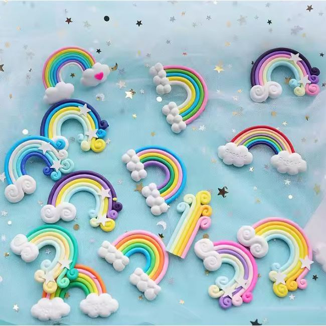 Mini Cute Rainbow/beauty girl taking balloon Cake Topper Unicorn Birthday Party Supplies Gift Rainbow Cake Topper(1251L)