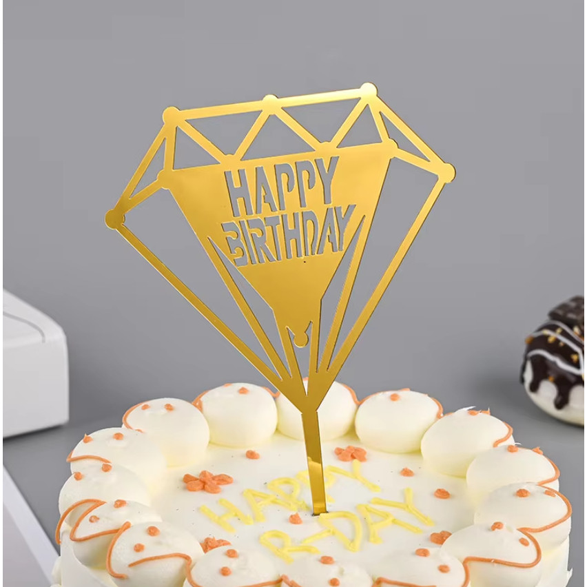 Bear Shape & Diamond, Heart Acrylic Mirror Cake Cards Cakes Flags Dessert 蛋糕装饰插牌 (197L) - Image 7