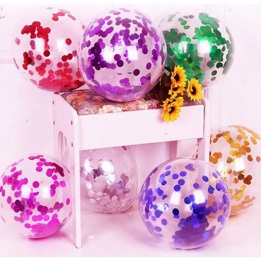 NEW 12Inch Heart Star Rainbow Blue Silver Rose Pink Confetti Latex Balloons Transparent for Party Birthday Decor(587L) - Image 7