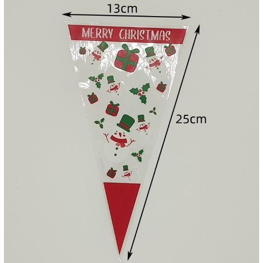 100PCS Christmas Snowflake Santa Clear Cone Treat Bags Cellophane Treat Bags Plastic Cone Bags Bags(2195L) - Image 11