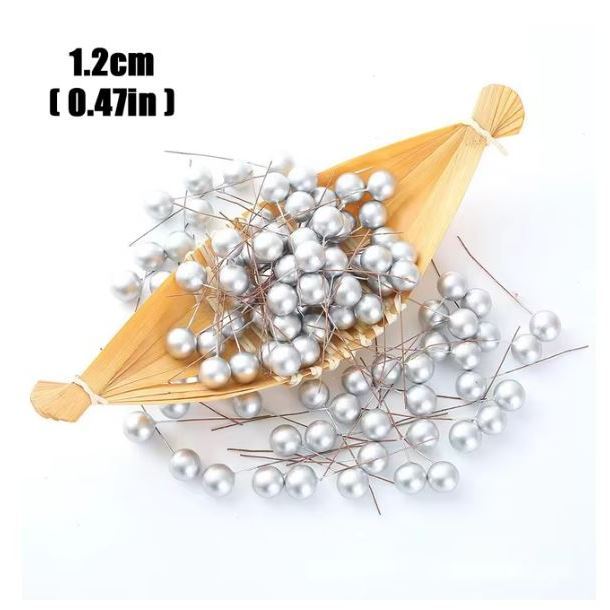 8/10/12/15/20mm Mini Artificial Berries Silver Fake Berry Cherry Stamen for Christmas DIY Floral Wreath Ornament(3058L) - Image 9