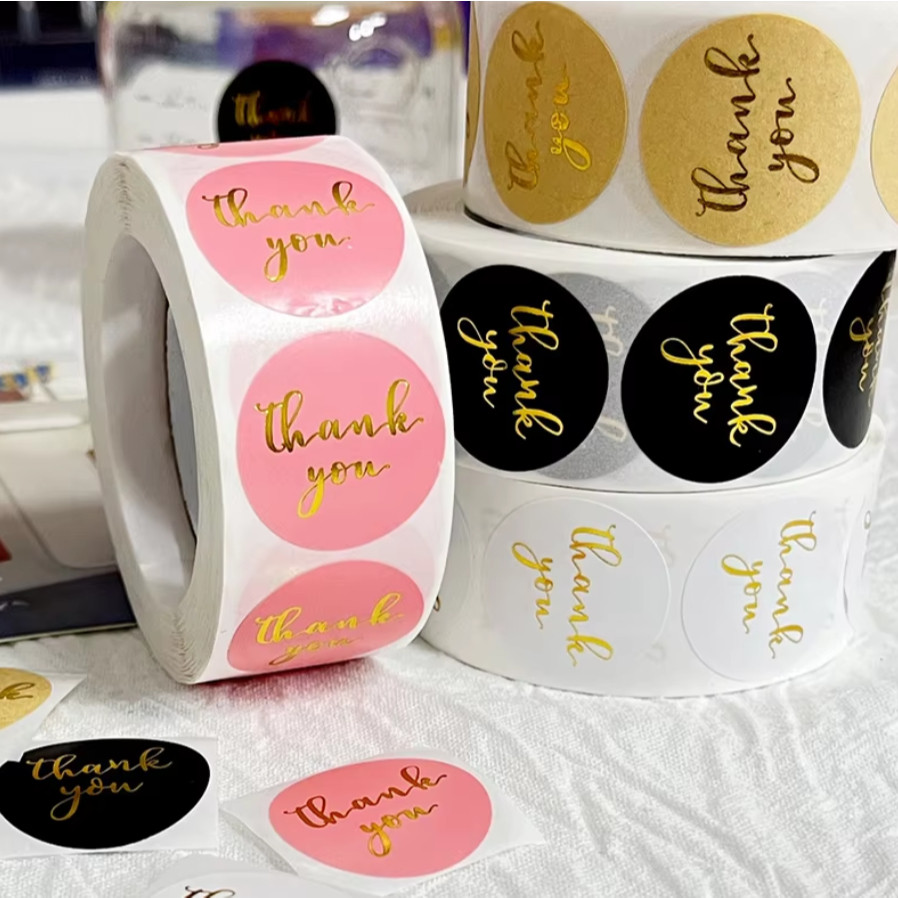 50~500pcs 1inch Rose Gold Thank You Stickers For Envelope Sealing Labels Stationery Supplies Handmade 玫瑰金箔感谢贴纸 (2439L) - Image 9