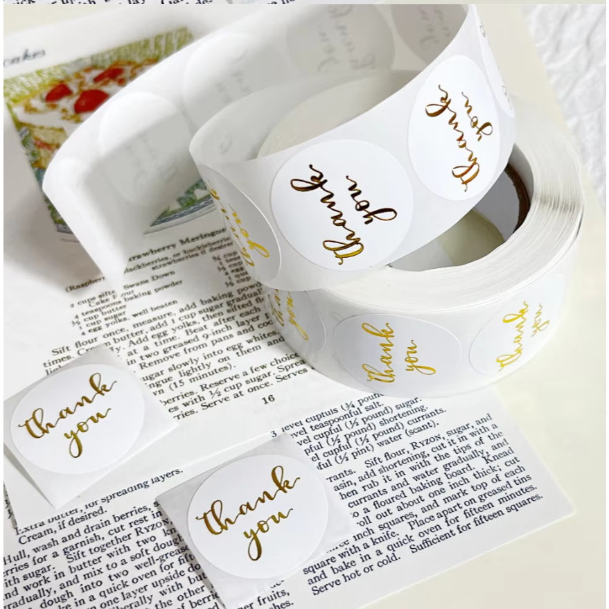 50~500pcs 1inch Rose Gold Thank You Stickers For Envelope Sealing Labels Stationery Supplies Handmade 玫瑰金箔感谢贴纸 (2439L) - Image 12