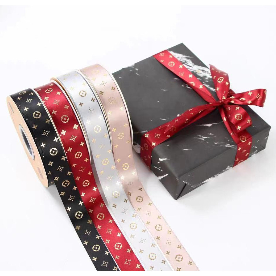 2.5cm 1yard LV Ribbons Gifts Box Packaging For Christmas Birthday Event Party Decoration Cake Flower Bowknot(1890L) - Image 2