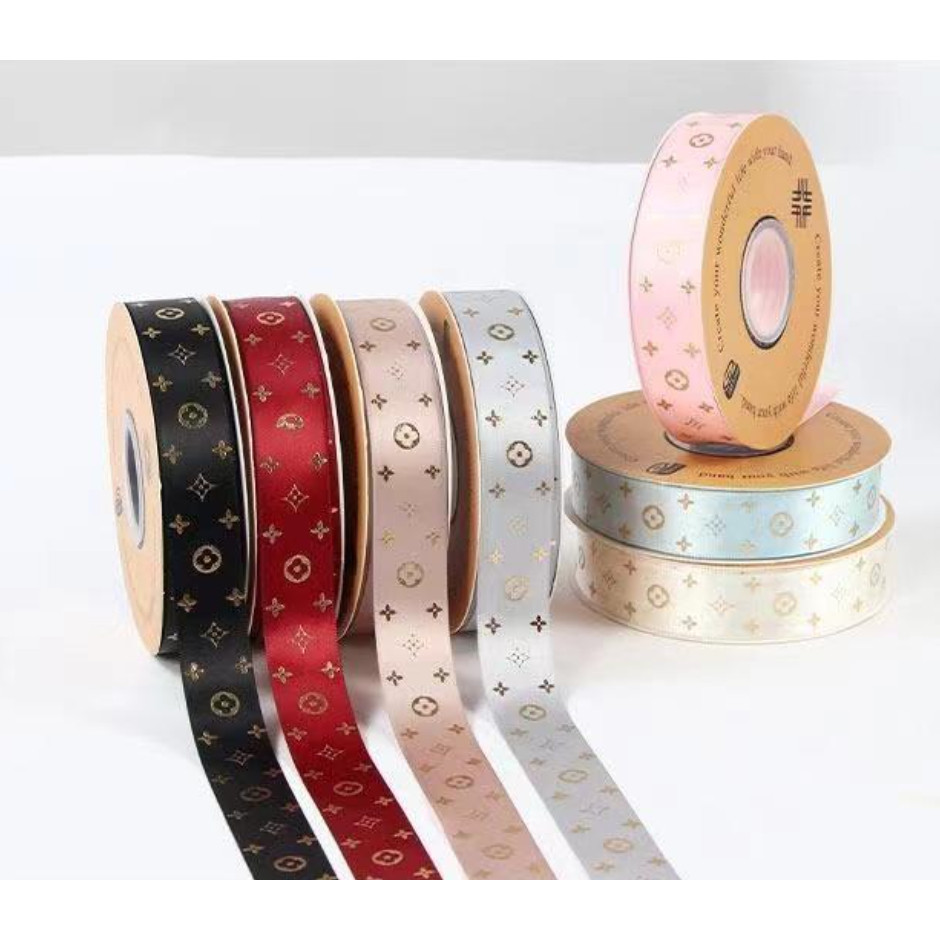2.5cm 1yard LV Ribbons Gifts Box Packaging For Christmas Birthday Event Party Decoration Cake Flower Bowknot(1890L) - Image 6