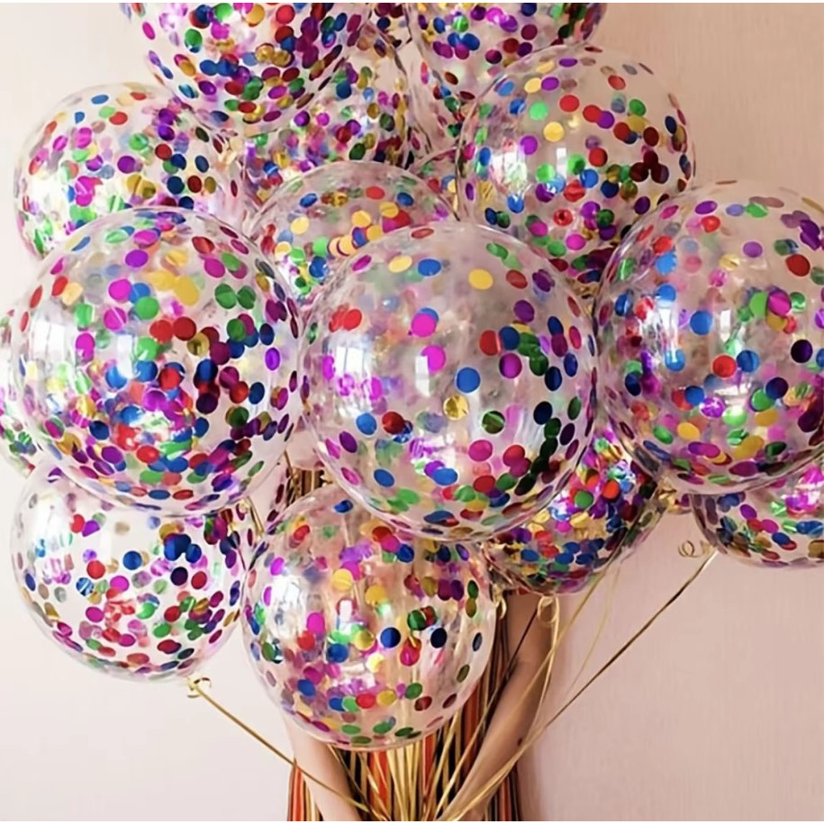 NEW 12Inch Heart Star Rainbow Blue Silver Rose Pink Confetti Latex Balloons Transparent for Party Birthday Decor(587L) - Image 2