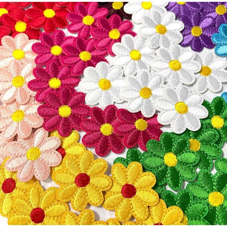 3.5cm Daisy Sunflower Flower Embroidery Patch Iron On Patches For Clothing Thermoadhesive Patches On Clothes DIY(3086L)