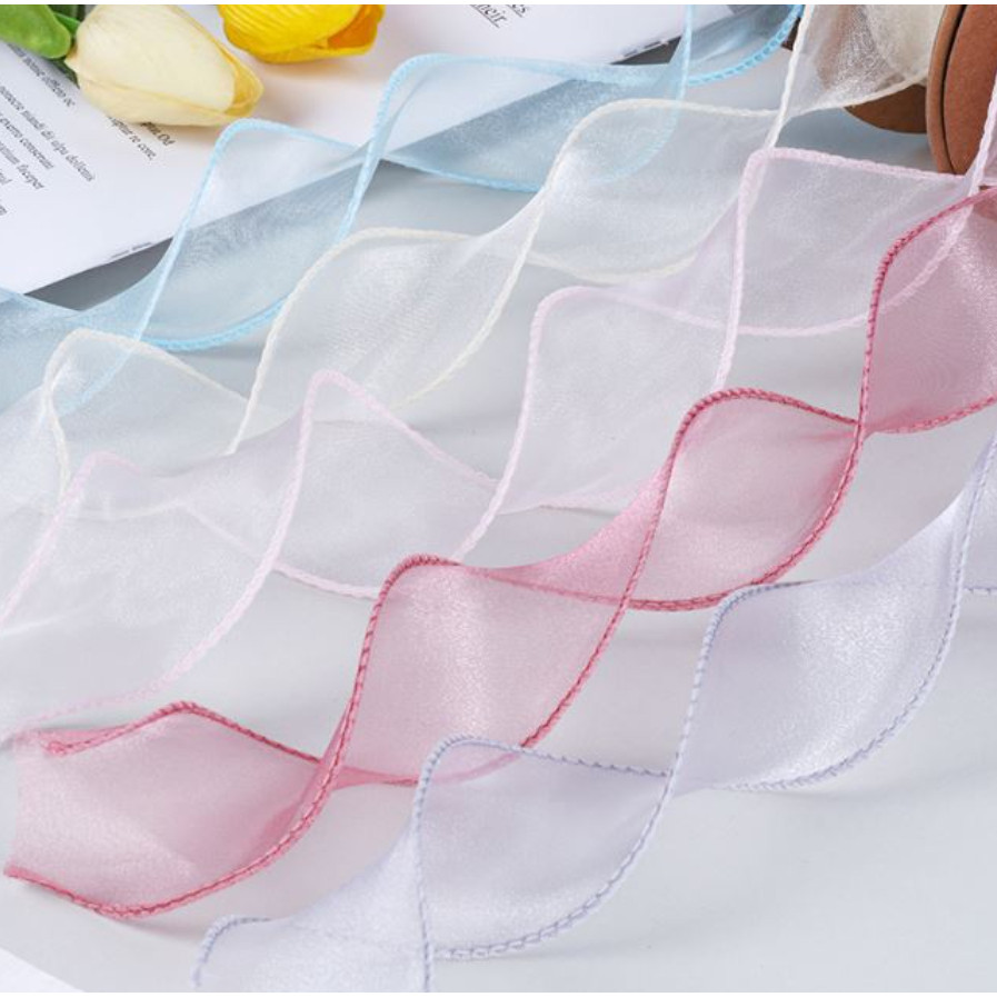 4cm*1yard Plain Fishtail Yarn Ribbon Bouquet Packaging Material Flower Baking Lace Ribbon 鱼尾纱波浪纱丝带纱带 (1924L) - Image 4