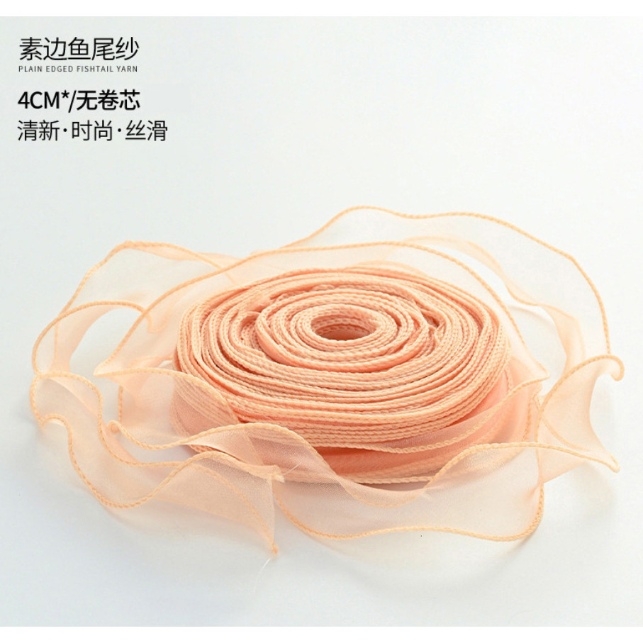 4cm*1yard Plain Fishtail Yarn Ribbon Bouquet Packaging Material Flower Baking Lace Ribbon 鱼尾纱波浪纱丝带纱带 (1924L) - Image 20