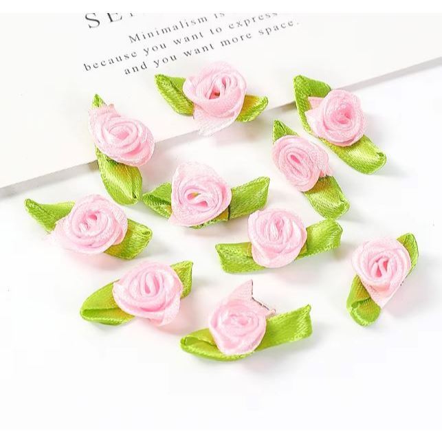 20pcs Appliques Scrapbooking DIY Satin Ribbon Roses Flower Sewing Handmade Small Wedding Party Craft Decor(856L) - Image 5