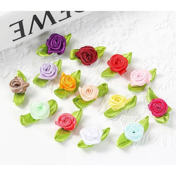 20pcs Appliques Scrapbooking DIY Satin Ribbon Roses Flower Sewing Handmade Small Wedding Party Craft Decor(856L) - Image 8