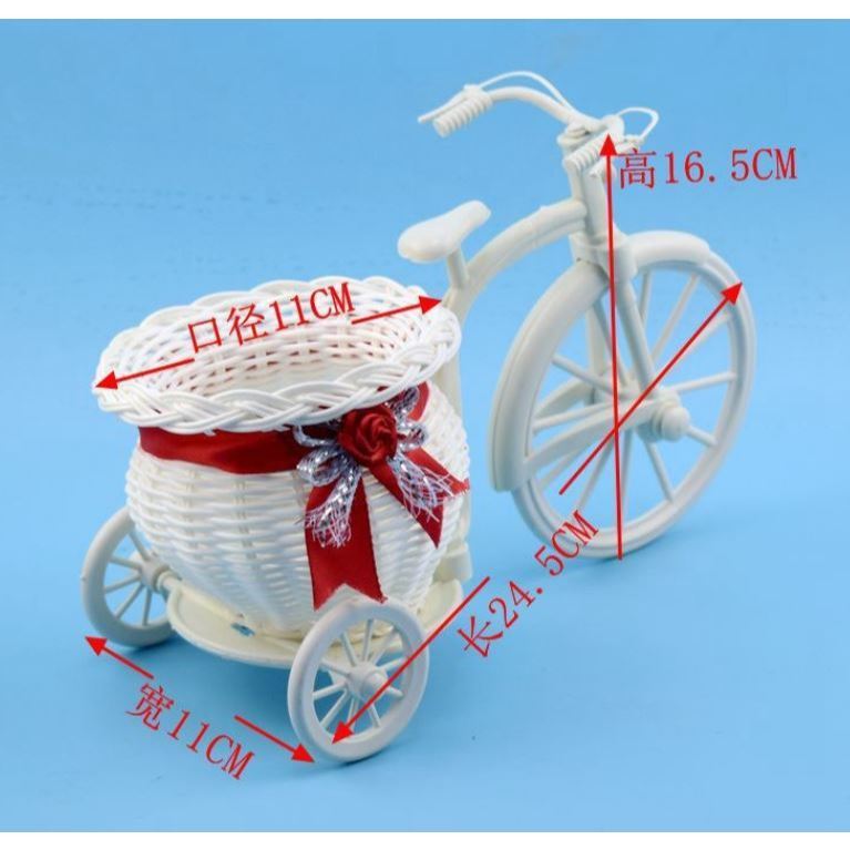 Creative Tricycle Room Ornament Rattan Big Wheel Float Round Simulation Rattan Small Float Flower Pot Decoration(258L) - Image 9