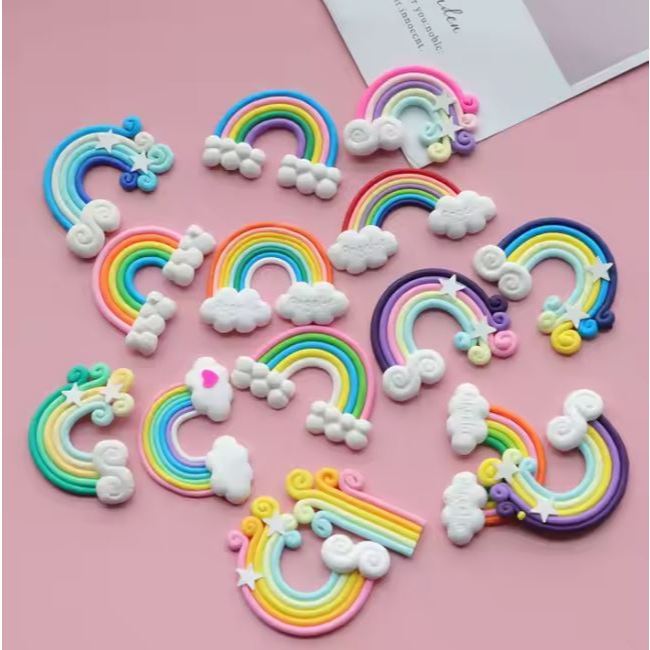 Mini Cute Rainbow/beauty girl taking balloon Cake Topper Unicorn Birthday Party Supplies Gift Rainbow Cake Topper(1251L) - Image 2