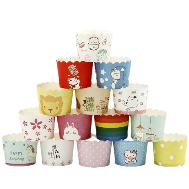 50pcs Flower Plane Paper Baking Medium Cupcake Muffin Kitchen Cases Cups for wedding birthday party cake decor(3033L) - Image 2