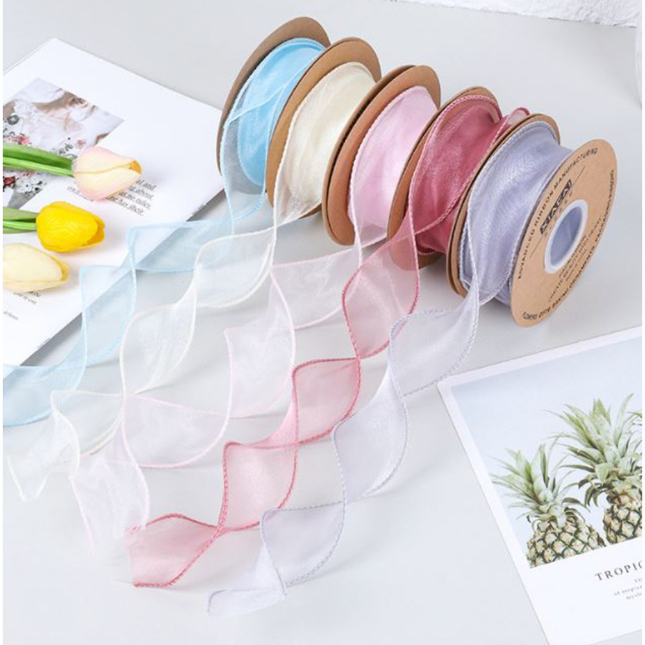 4cm*1yard Plain Fishtail Yarn Ribbon Bouquet Packaging Material Flower Baking Lace Ribbon 鱼尾纱波浪纱丝带纱带 (1924L) - Image 2