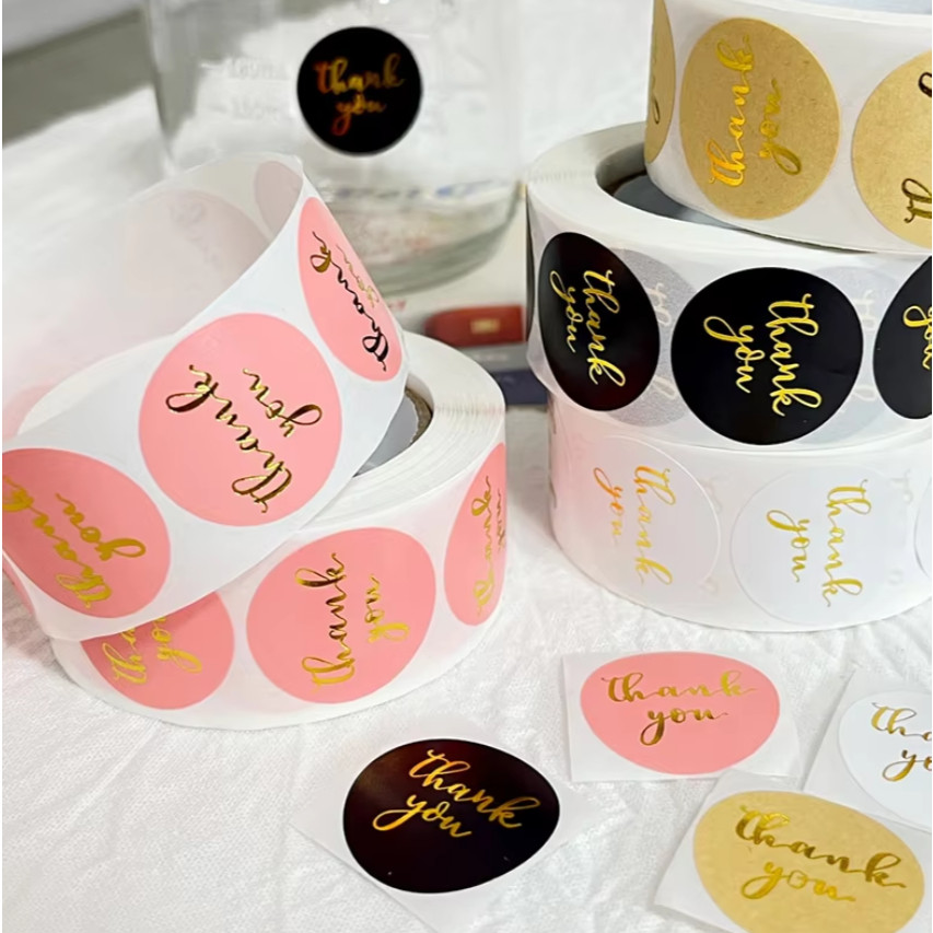 50~500pcs 1inch Rose Gold Thank You Stickers For Envelope Sealing Labels Stationery Supplies Handmade 玫瑰金箔感谢贴纸 (2439L) - Image 8