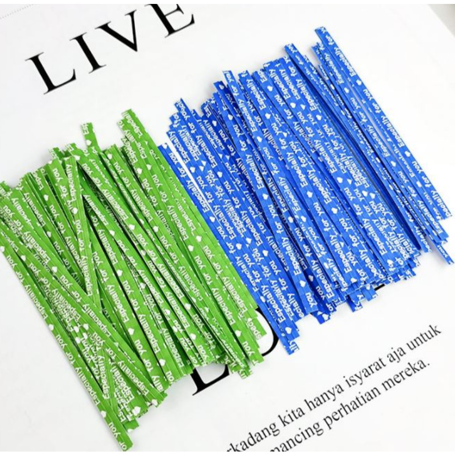 100pcs 9cm Twist Ties for Gift Bags Sealing Wire Especially For You Love Print Candy Cookie Bags Wrapping彩色纸质扎带扎线(2091L) - Image 8