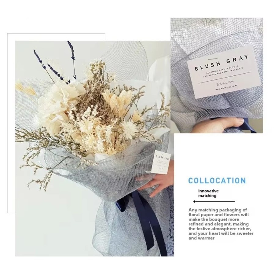 1yard Grid flower wrapping paper solid hand made Flower packaging gauze fashion creative Gift Packaging Floral (1577L) - Image 9
