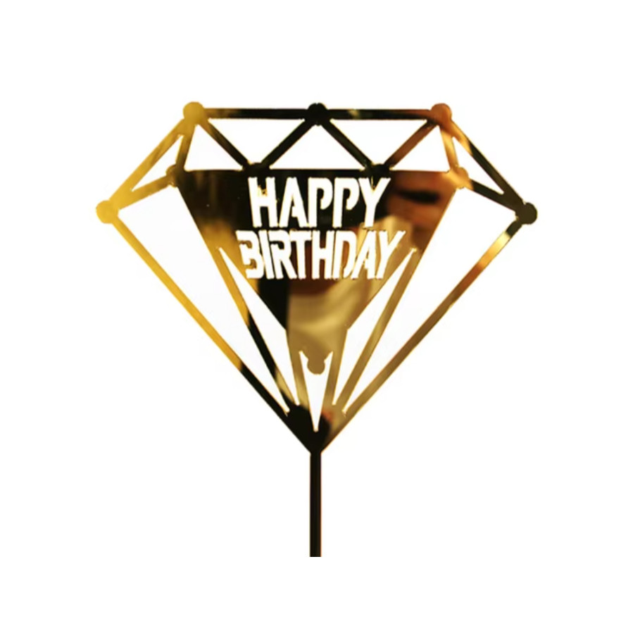 Bear Shape & Diamond, Heart Acrylic Mirror Cake Cards Cakes Flags Dessert 蛋糕装饰插牌 (197L) - Image 9