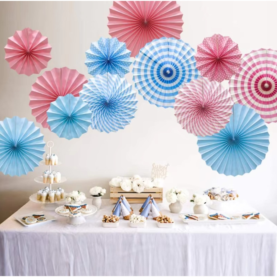 Birthday party paper flower ball paper fan set birthday pull flag party activity(302L) - Image 6