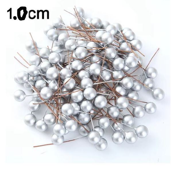 8/10/12/15/20mm Mini Artificial Berries Silver Fake Berry Cherry Stamen for Christmas DIY Floral Wreath Ornament(3058L) - Image 7