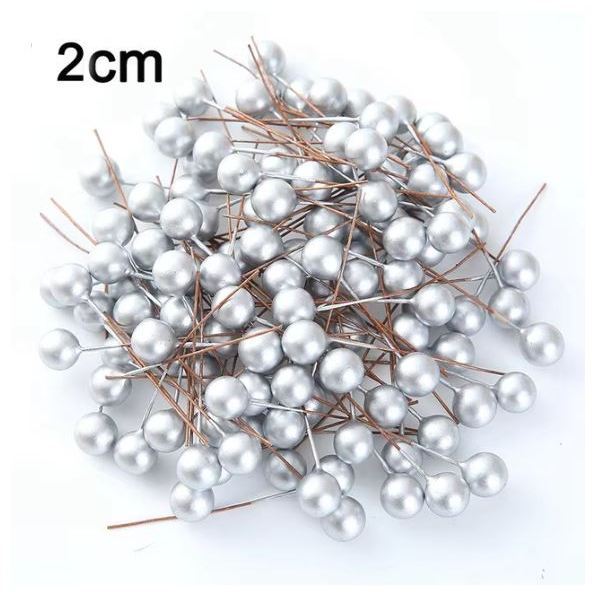 8/10/12/15/20mm Mini Artificial Berries Silver Fake Berry Cherry Stamen for Christmas DIY Floral Wreath Ornament(3058L) - Image 8