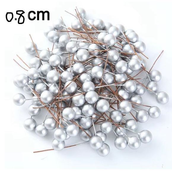 8/10/12/15/20mm Mini Artificial Berries Silver Fake Berry Cherry Stamen for Christmas DIY Floral Wreath Ornament(3058L) - Image 14