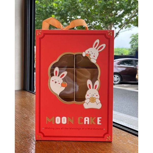 2/4/6grids Moon Cake Packaging Box Dessert Pastry Packing Bags Biscuit Cookie Package Gift Box Festival Party(3041L) - Image 8