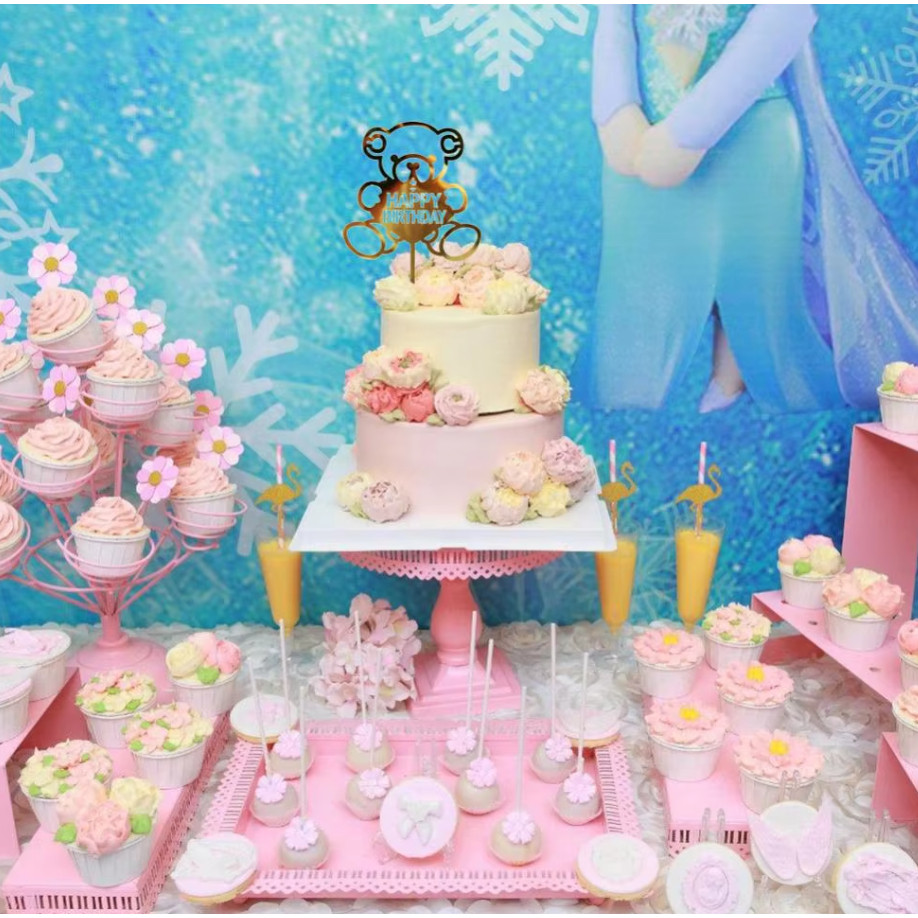 Bear Shape & Diamond, Heart Acrylic Mirror Cake Cards Cakes Flags Dessert 蛋糕装饰插牌 (197L) - Image 2