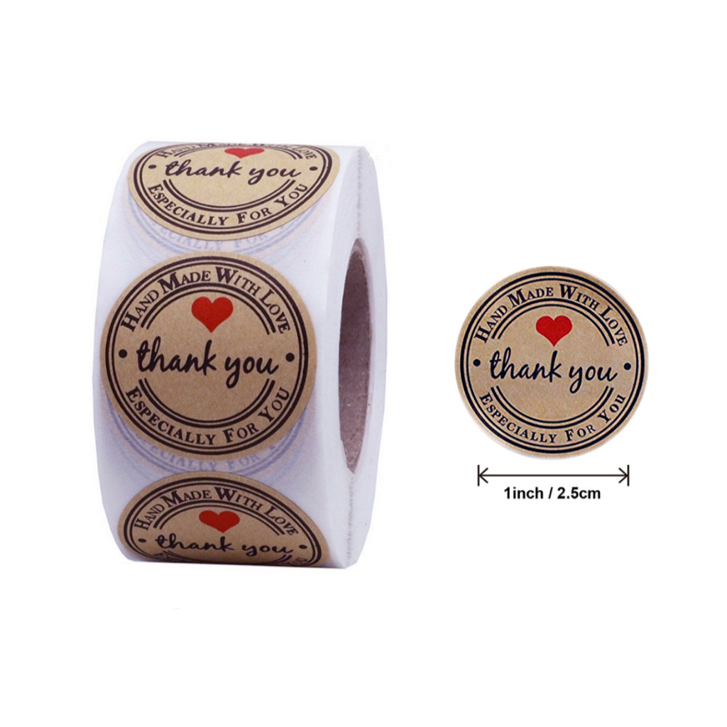 500pcs Round Labels Kraft Paper Thank You Sticker Dragees Candy Bag Flower Gift Box Cake Boxes 牛皮纸圆形贴纸(2433L) - Image 5