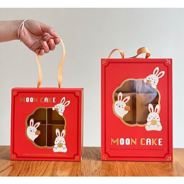 2/4/6grids Moon Cake Packaging Box Dessert Pastry Packing Bags Biscuit Cookie Package Gift Box Festival Party(3041L) - Image 4