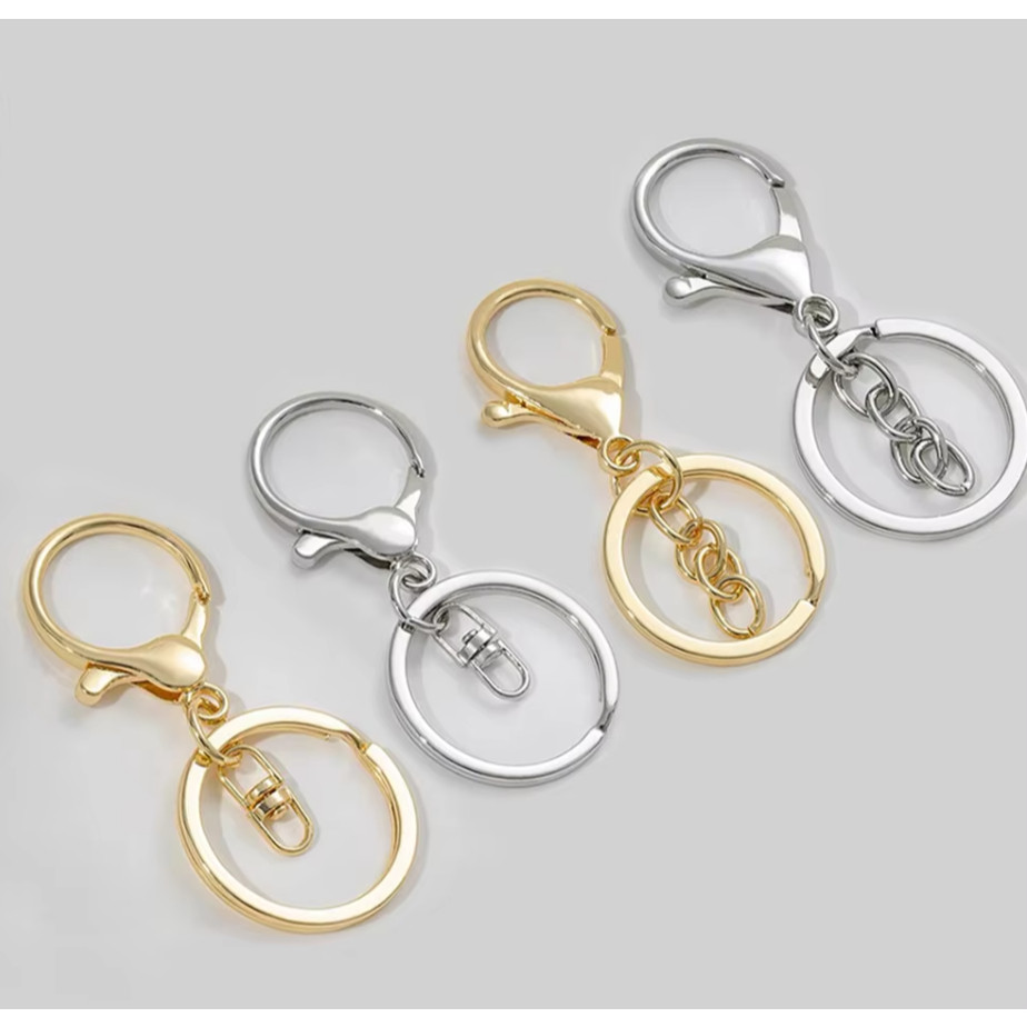 1pc 30mm Multiple Colors Key Chains Rings Round Golden Gold-Plate Hook Lobster Clasp Keychain(1456L)
