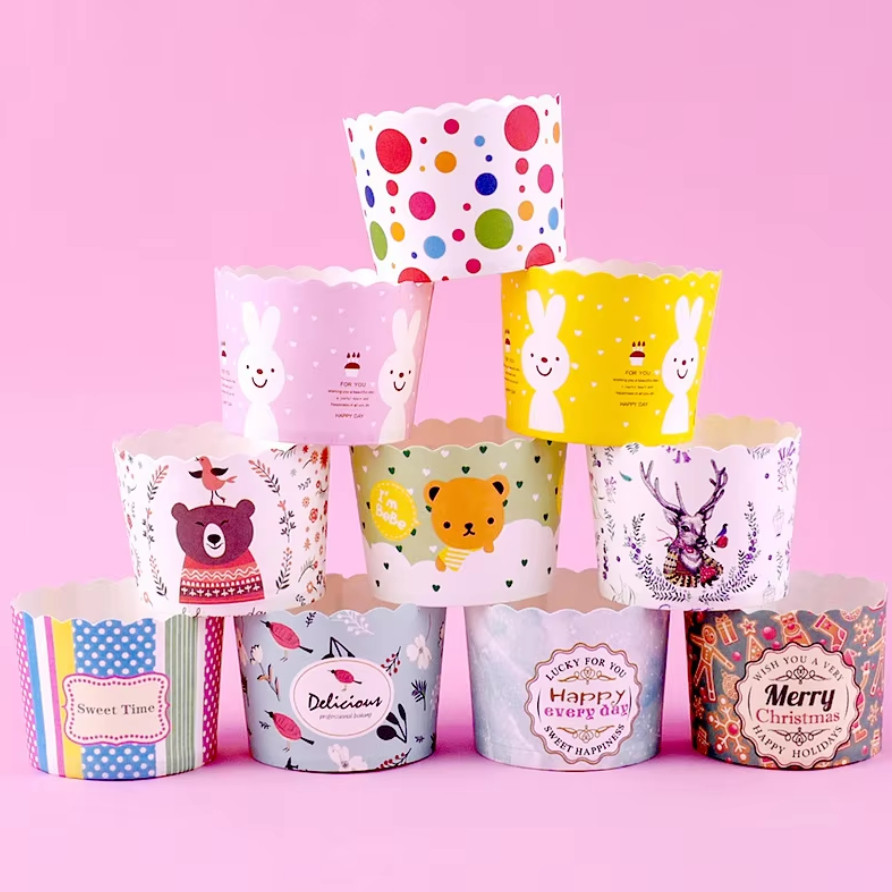 50pcs Pink Bow Muffin Cupcake Paper Cup Wedding Birthday Party Cupcake Liner Baking Cup Cases Muffin Decoration(1479L)