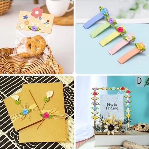 20pcs Appliques Scrapbooking DIY Satin Ribbon Roses Flower Sewing Handmade Small Wedding Party Craft Decor(856L) - Image 6