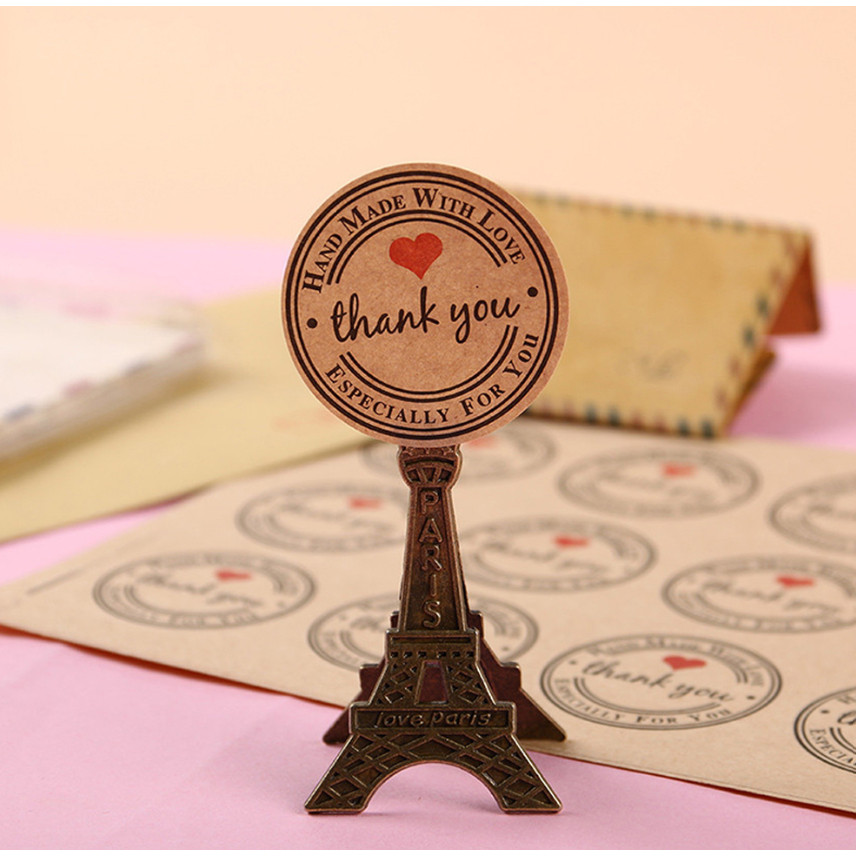 500pcs Round Labels Kraft Paper Thank You Sticker Dragees Candy Bag Flower Gift Box Cake Boxes 牛皮纸圆形贴纸(2433L) - Image 2