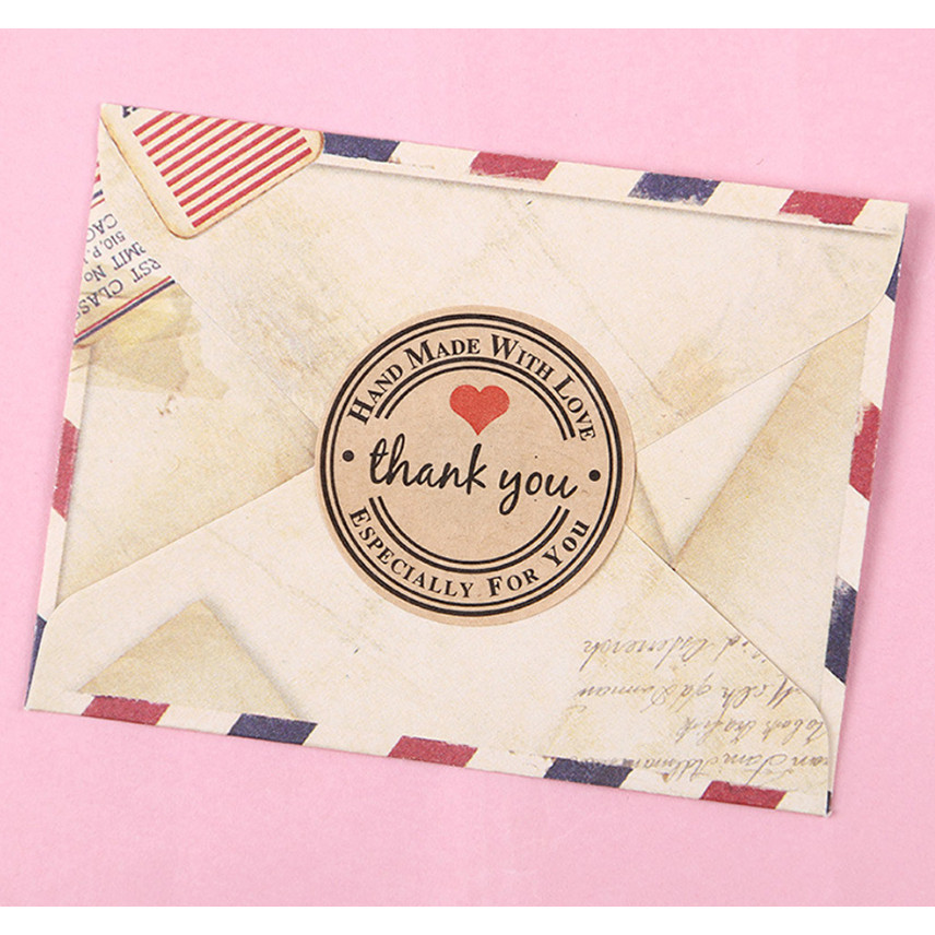 500pcs Round Labels Kraft Paper Thank You Sticker Dragees Candy Bag Flower Gift Box Cake Boxes 牛皮纸圆形贴纸(2433L) - Image 3