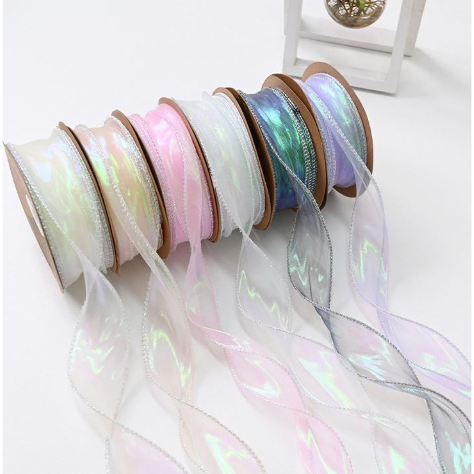 4cm 1yard Fancy Fishtail Ribbon DIY Headpiece Hair Bow Flower Wrap Bouquet wave yarn gift wrap 鱼尾纱 (1885L) - Image 3