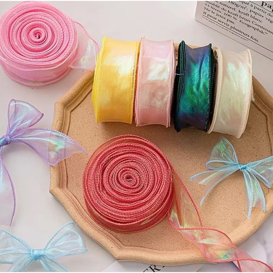 4cm 1yard Fancy Fishtail Ribbon DIY Headpiece Hair Bow Flower Wrap Bouquet wave yarn gift wrap 鱼尾纱 (1885L) - Image 6